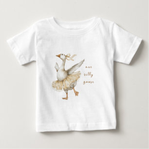 Silly Goose 3rd Birthday Watercolor Baby T-Shirt