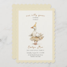 Silly Goose 3rd Birthday Yellow Watercolor