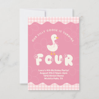 Silly Goose 4th Fourth Birthday Invitation