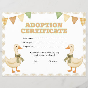 Silly goose adopt a pet certificate editable flyer