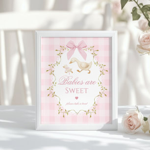 Silly Goose Babies are sweet Pink Gingham Poster