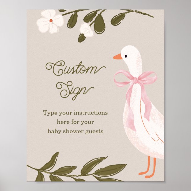Silly Goose Baby Shower Custom Tabletop Sign (Front)