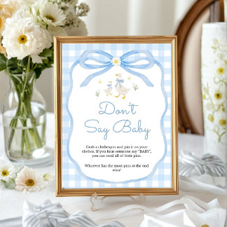 Silly Goose Baby Shower | Don't Say Baby TableSign Poster