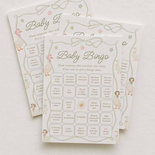 Silly Goose Baby Shower Find the Guest Bingo Game Invitation (Creator Uploaded)