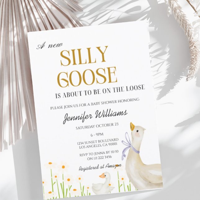 Silly Goose Baby Shower Gender Neutral Vintage  Invitation (Silly Goose Baby Shower Invitation)