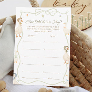 Silly Goose Baby Shower How Old Were They Game  Invitation