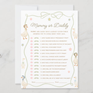 Silly Goose Baby Shower Mommy or Daddy Game Card