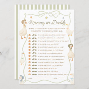 Silly Goose Baby Shower Mommy or Daddy Game Card