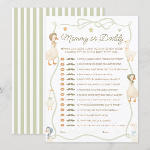 Silly Goose Baby Shower Mummy or Daddy Game Card