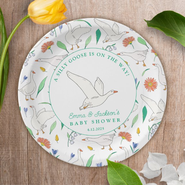 Silly Goose Baby Shower Party Paper Plate (Creator Uploaded)