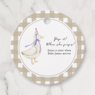 Silly Goose Baby Shower Pop it! When she pops Favour Tags