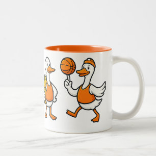 Silly Goose Basketball Funny Goose Hoops Vintage Two-Tone Coffee Mug
