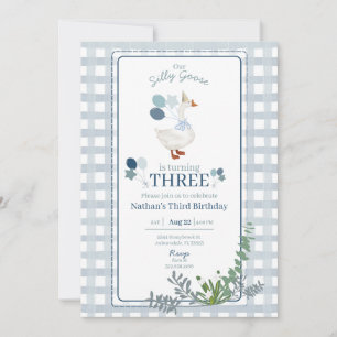 Silly Goose Birthday Any Age Blue Invitation