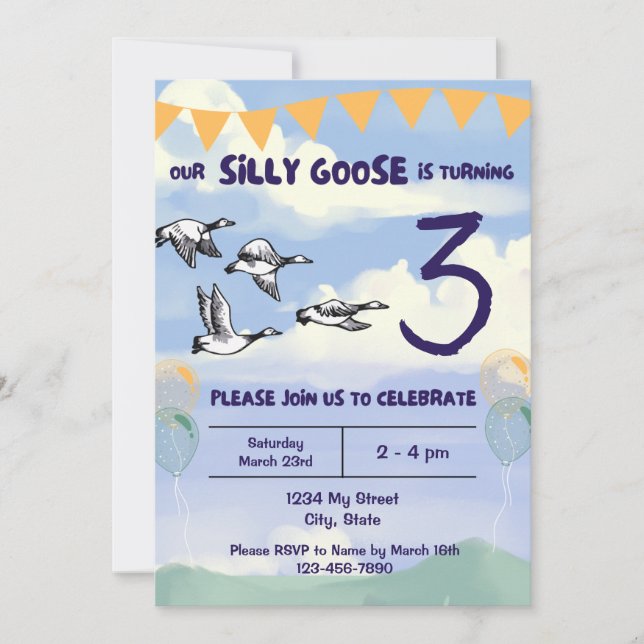 Silly Goose Birthday Invitation (Front)