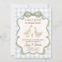Silly Goose Blue Baby Shower Invitation