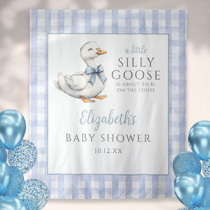 Silly Goose Blue Baby Shower Photo Backdrop Tapestry