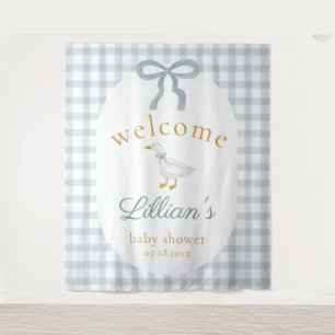 Silly Goose Blue Baby Shower Welcome Backdrop  Tapestry