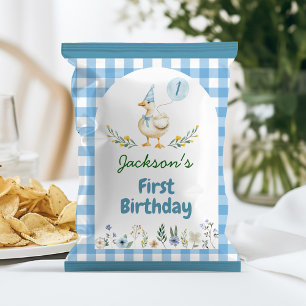 Silly Goose Blue Balloon Birthday Chip Bag Wrapper