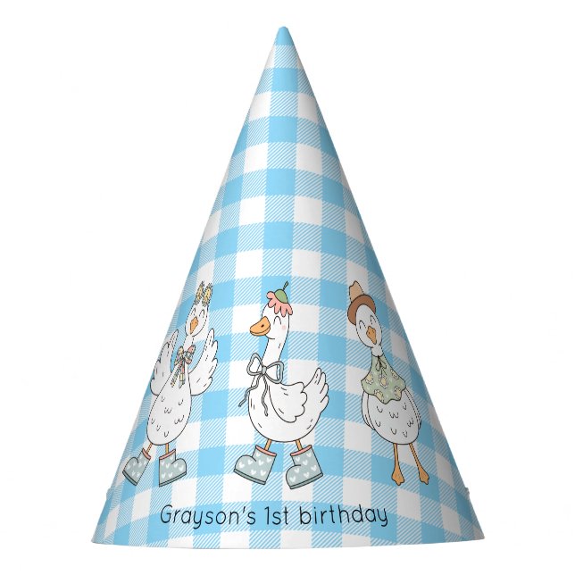 Silly Goose Blue Birthday Party Hat (Front)