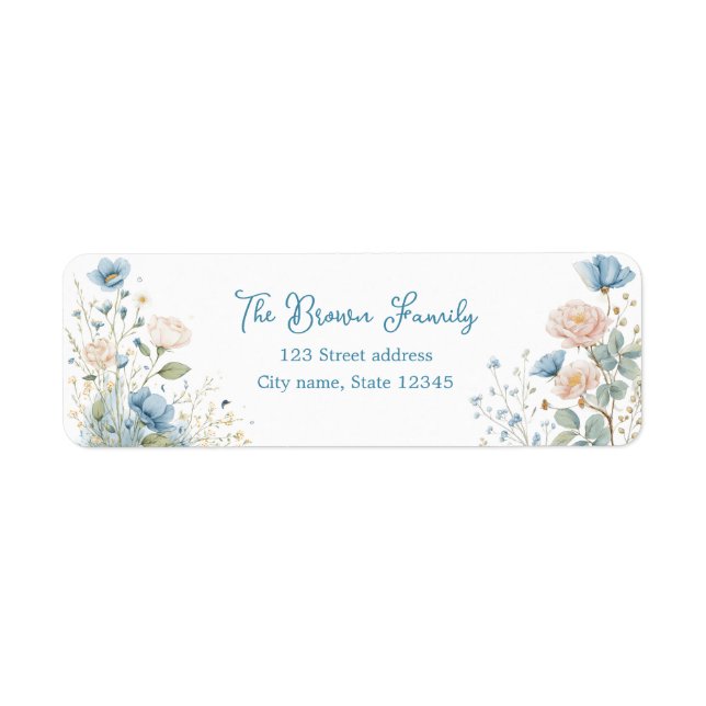 Silly Goose Blue Botanical Return Address Label (Front)