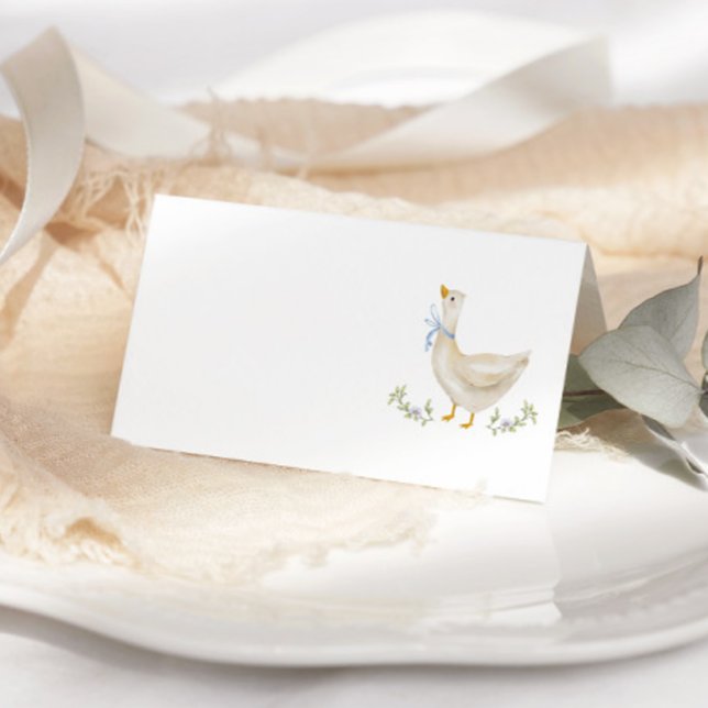 Silly Goose Blue Bow Baby Shower place card (Creator Uploaded)