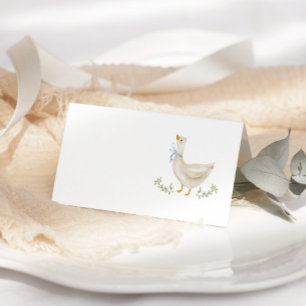 Silly Goose Blue Bow Baby Shower Place Card