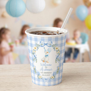 Silly Goose Blue Bow Birthday Paper Cups