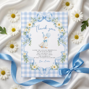 Silly Goose Blue Bow Birthday Thank You Card