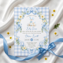 Silly Goose Blue Bow Boy Baby Shower Invitation