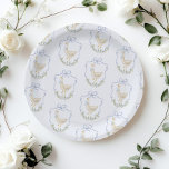 Silly Goose Blue Bow crest Vintage baby shower Paper Plate<br><div class="desc">Silly Goose Blue Bow crest Vintage baby shower Paper Plates
Matching items are available.</div>