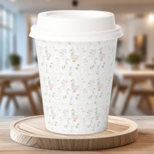 Silly Goose Blue Bow Floral Baby Shower Paper Cups