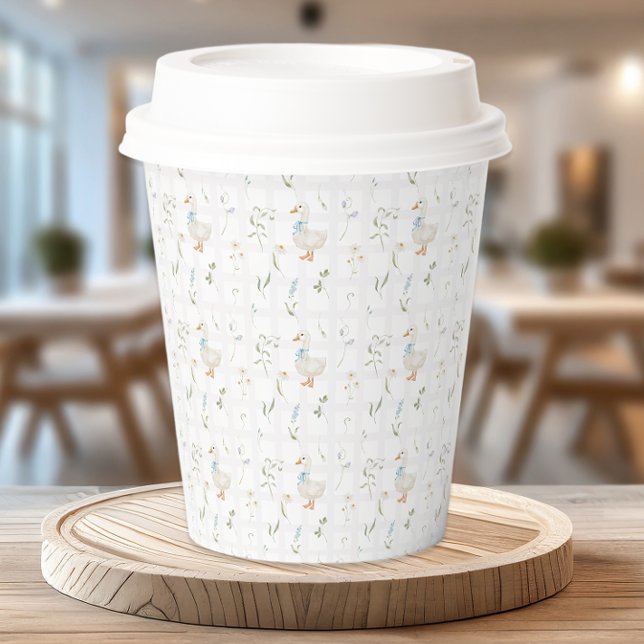 Silly Goose Blue Bow Floral Baby Shower Paper Cups (Creator Uploaded)