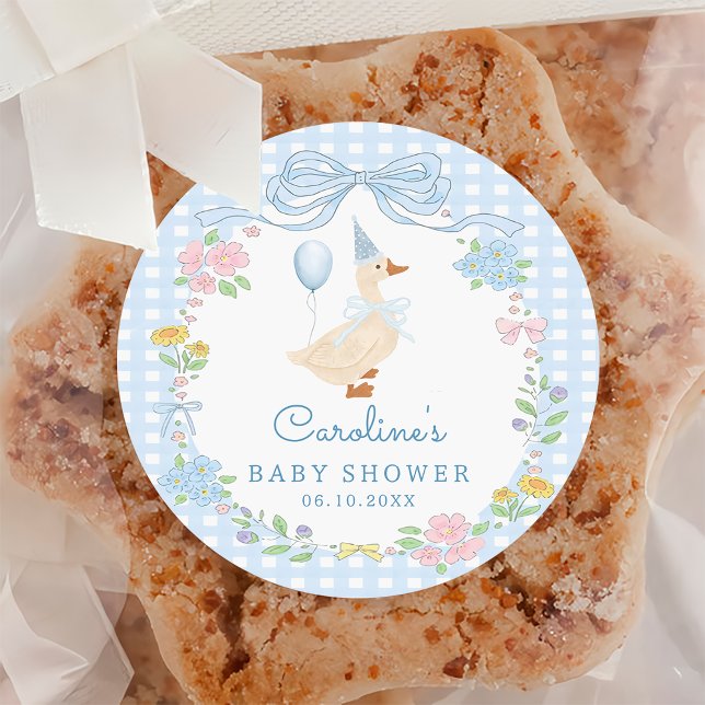  Silly Goose Blue Bow Floral Baby shower Sticker (Creator Uploaded)