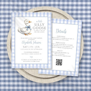 Silly Goose Blue Boy Baby Shower All In One Invitation