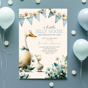 Silly Goose Blue Boy Baby Shower Invitation
