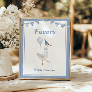 Silly Goose Blue Boy Birthday Favors Poster