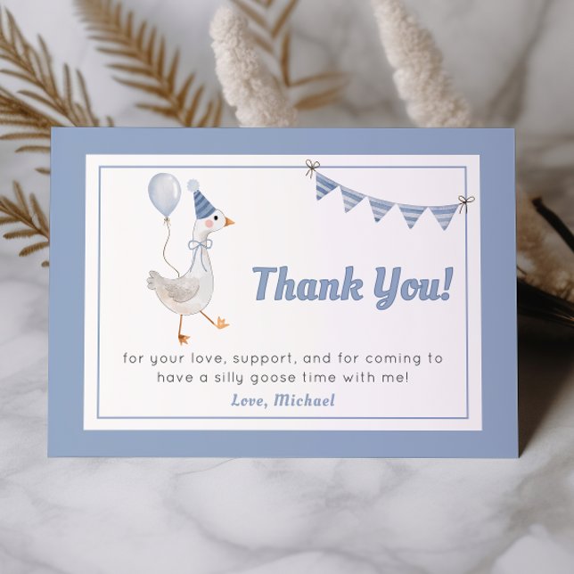 Silly Goose Blue Boy Birthday  Thank You Card (Creator Uploaded)