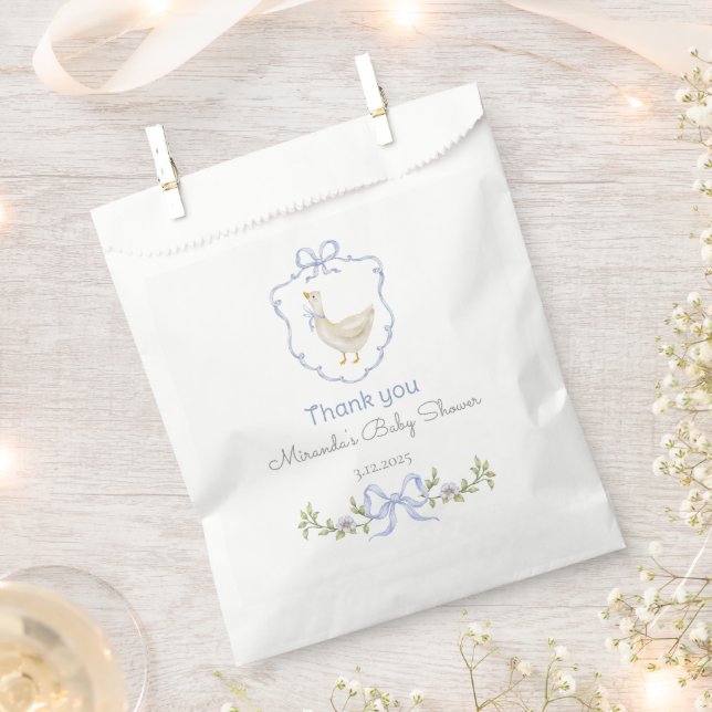 Silly Goose Blue Crest Baby boy shower Thank you Favour Bags (Clipped)