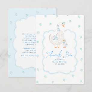 Silly Goose Blue Cute Whimsical Thank You Card