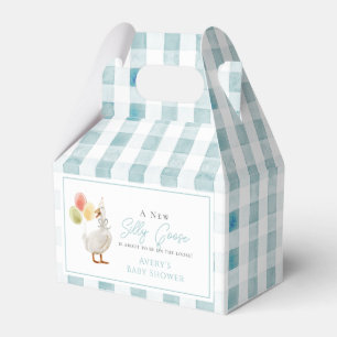 Silly Goose Blue Gingham Baby Shower Favour Box