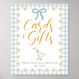 Silly Goose Blue Gingham Baby Shower Gift Table Poster