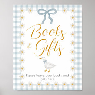 Silly Goose Blue Gingham Baby Shower Gift Table  Poster