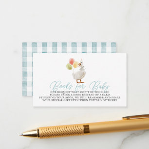 Silly Goose Blue Gingham Books for Baby Enclosure Card