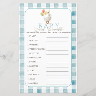 Silly Goose Blue Gingham Boy Baby Word Scramble