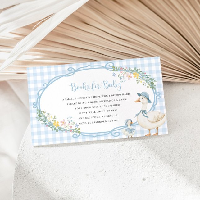 Silly Goose Blue Gingham Girl Books For Baby Card (Creator Uploaded)