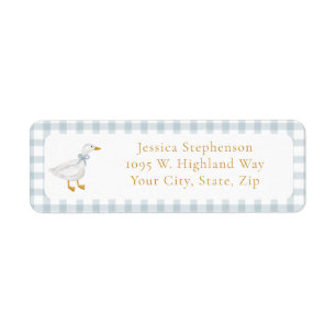 Silly Goose Blue Gingham Return Address Label