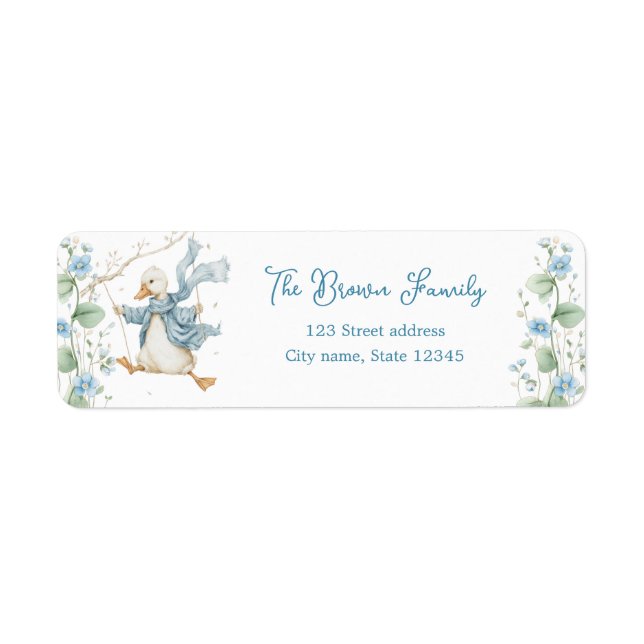 Silly Goose Blue Return Address Label (Front)