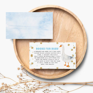 Silly Goose Blue Watercolor Baby Shower Book Enclosure Card