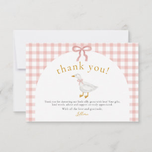 Silly Goose Blush Pink Gingham Baby Shower Thank You Card