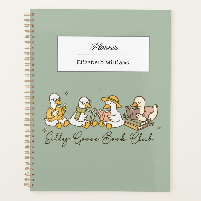 Silly Goose Book Club Cute Goose-Themed Daily  Planner (Front)